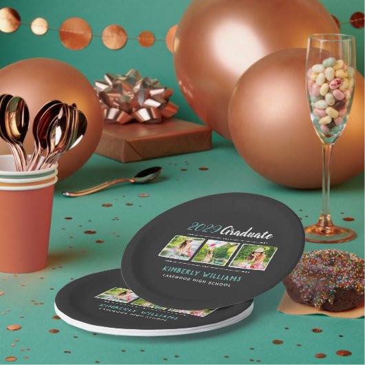 トレンディー3フォトコラージュ卒業パーティー ペーパープレート (複数)