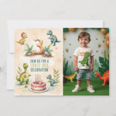 トレンディー3レックス恐竜の三番目のバースデーフォト 招待状 (正面)