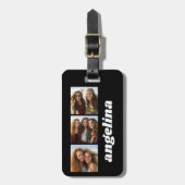トレンディー3枚の写真とChunky Name – 黒 ラゲッジタグ (正面縦)