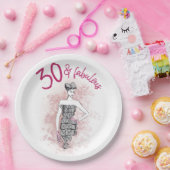 トレンディー30歳誕生日イラストレーション ペーパープレート (パーティー)