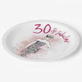 トレンディー30歳誕生日イラストレーション ペーパープレート (アングル)