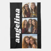 トレンディー3 Chunky Nameの写真 – 黒 キッチンタオル (縦)