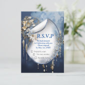 トレンディー3-Dデニムプリントと衣装ジュエリー 出欠カード (スタンド正面)