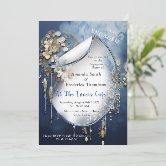 トレンディー3-Dデニムプリントと衣装ジュエリー 招待状 (スタンド正面)