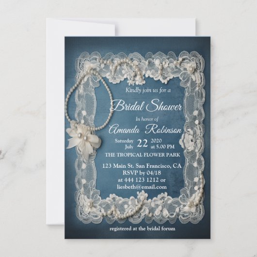 トレンディー3-Dデニムプリントと衣装ジュエリー 招待状 (正面)