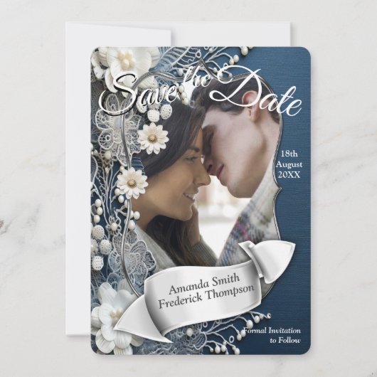 トレンディー3-Dデニムプリントと衣装ジュエリー 招待状 (正面)