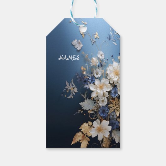 トレンディー3-Dブルーデニムプリントと衣装ジュエリー ギフトタグ (正面)