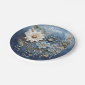 トレンディー3-Dブルーデニムプリントと衣装ジュエリー ペーパープレート (アングル)