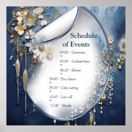 トレンディー3-Dブルーデニムプリントと衣装ジュエリー ポスター