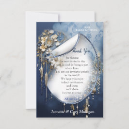 トレンディー3-Dブルーデニムプリントと衣装ジュエリー 出欠カード