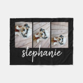 トレンディー3 Photos白黒のスクモダンリプト名 フリースブランケット (正面(横))