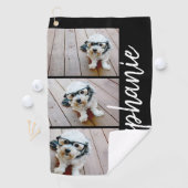 トレンディー3 Photos黒 – 白モダン文字の名前 ゴルフタオル (インサイチュ)