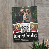 トレンディー4フォトクリスマスハッピーストホリデーブラック シーズンカード