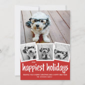 トレンディー4フォトクリスマスハッピーベストホリデーチェック シーズンカード (正面)