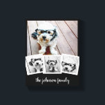 トレンディー4フォトコラージースクリプト名ホワイトブラック缶 キャンバスプリント<br><div class="desc">フレームのない写真を使用するこのストリップにお気に入りの写真とスナップショットを追加して、おもしろい・メモリ・キーパーを作成する。写真芸術的共有の最高の写真を表示する方法。</div>