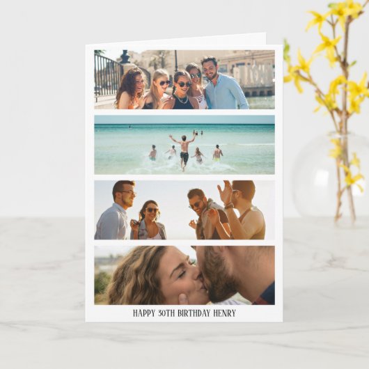 トレンディー4写真 |任意の年齢と名前の誕生日 カード (黄色い花)