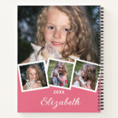 トレンディー4 Photo Collageスクリプト名ホワイトピンク ノートブック (裏面)
