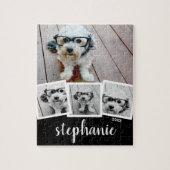 トレンディー4 Photo Collageスクリプト名ホワイトブラック ジグソーパズル (縦)