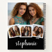 トレンディー4 Photo Collageスクリプト名ホワイトブラック ノートブック (裏面)