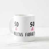 トレンディー50と素晴らしい文字誕生日パーティー コーヒーマグカップ (正面左)