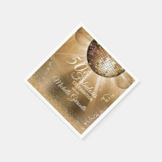 トレンディー50と素晴らしい金ゴールド スタンダードカクテルナプキン (角)