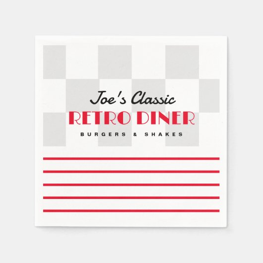 トレンディー50年代のレトロなディナーカクテルパーティーナプキン スタンダードカクテルナプキン (正面)
