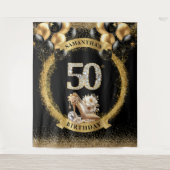 トレンディー50番目の誕生日ダイアモンド数ハイヒール タペストリー (正面)