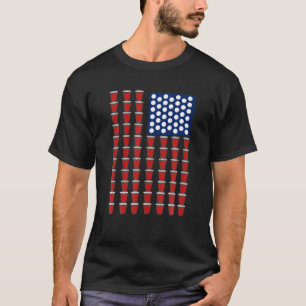 トレンディー7月4日レッドソロカップビールポンUSA F Tシャツ