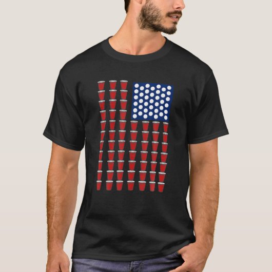 トレンディー7月4日レッドソロカップビールポンUSA F Tシャツ (正面)