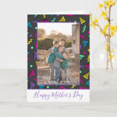 トレンディー80年代デザイン母の日の写真 カード (黄色い花)