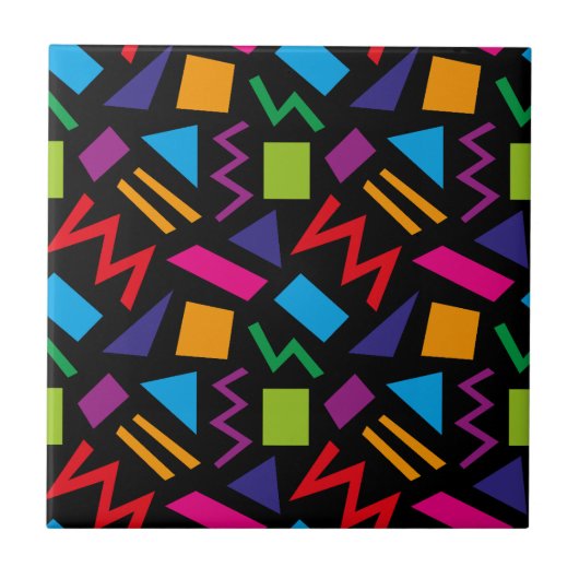 トレンディー80sパターンブラック タイル (正面)