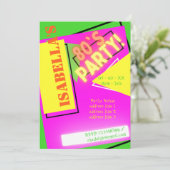 トレンディー80Sフルオロネオンカラフルレトロおもしろい誕生日 招待状 (スタンド正面)