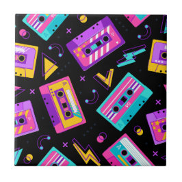 トレンディー80sレトロカセットパターン タイル