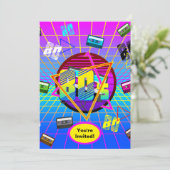 トレンディー80sレトロスタイル1980s誕生日パーティーイベント 招待状 (スタンド正面)