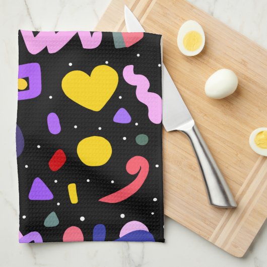 トレンディー80s柄エプロン キッチンタオル (四つ折り)