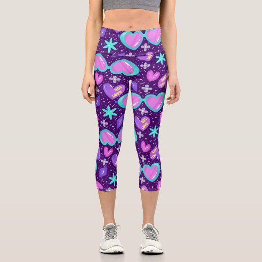 トレンディー90sサングラスネオンテーマカプリレギンス カプリレギンス (正面)