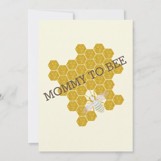 トレンディー&かわいい水色金ゴールドビーハイブベビーシャワー 招待状 (裏面)