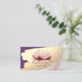 トレンディー,エレガント,金フェイク箔ブラシストローク,ロータス 名刺 (スタンド正面)