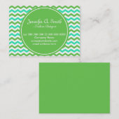 トレンディー、カッコいいグリーンおよびアクアブルーの山形ジグザグ 名刺 (正面/裏面)
