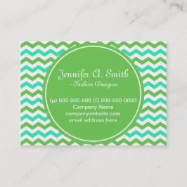 トレンディー、カッコいいグリーンおよびアクアブルーの山形ジグザグ 名刺