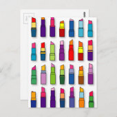 トレンディー、ガーリー口紅パターン ポストカード (正面/裏面)