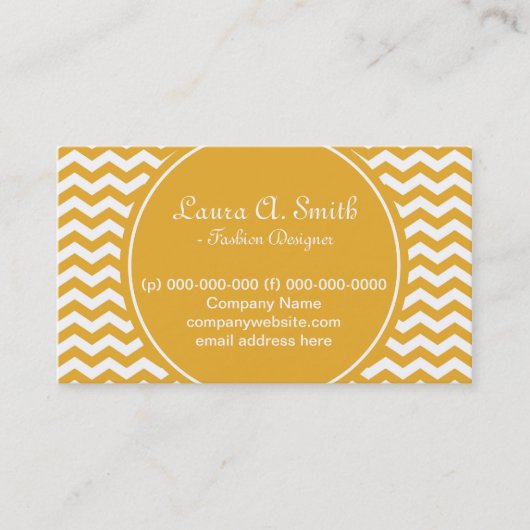 トレンディー、クラシック、明るい日当たりの良い黄色いシェブロン 名刺 (正面)