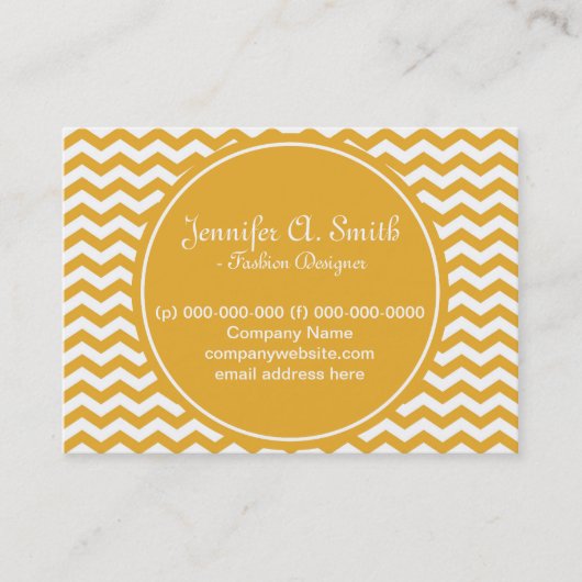トレンディー、クラシック、明るい日当たりの良い黄色いシェブロン 名刺 (正面)