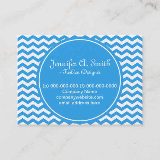 トレンディー、クラシック、明るい白と青い山形 名刺 (正面)