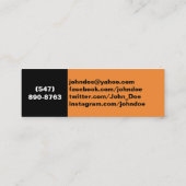 トレンディー、グラム、アーツ、イベント&アントレペナー スキニー名刺 (裏面)