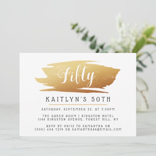 トレンディー&シックゴールドフォイルレディース誕生日 招待状 (スタンド正面)