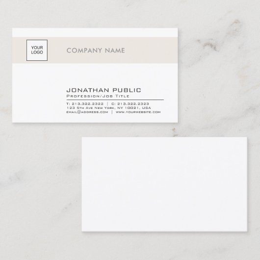 トレンディー·シック·クリーン·デザイン社がロゴ付き平原 名刺 (正面/裏面)