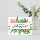 トレンディー・トロピカルは私の花嫁のメイド結婚になる インビテーションポストカード (スタンド正面)