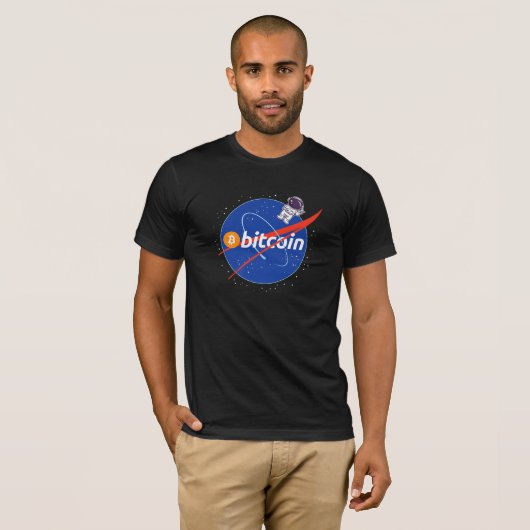 トレンディー ビットコイン 宇宙飛行士 スペース 暗号資産 Tシャツ (正面フル)