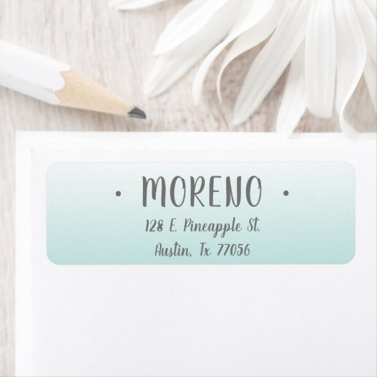 トレンディー |ファミリ |ティール(緑がかった色)グラデーション |差出人住所 ラベル (インサイチュ)